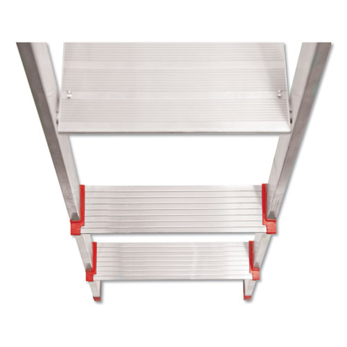Louisville ALUMINUM EURO PLATFORM LADDER, 8 FT WORKING HEIGHT, 200 LBS CAPACITY, 3 STEP, ALUMINUM/RED (L234603)