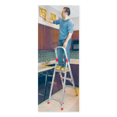 Louisville ALUMINUM EURO PLATFORM LADDER, 8 FT WORKING HEIGHT, 200 LBS CAPACITY, 3 STEP, ALUMINUM/RED (L234603)