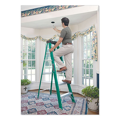 Louisville FIBERGLASS STEP LADDER, 8 FT WORKING HEIGHT, 225 LBS CAPACITY, 5 STEP, GREEN/BLACK (FS4006)