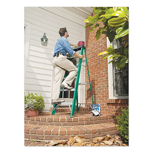 Louisville FIBERGLASS STEP LADDER, 8 FT WORKING HEIGHT, 225 LBS CAPACITY, 5 STEP, GREEN/BLACK (FS4006)
