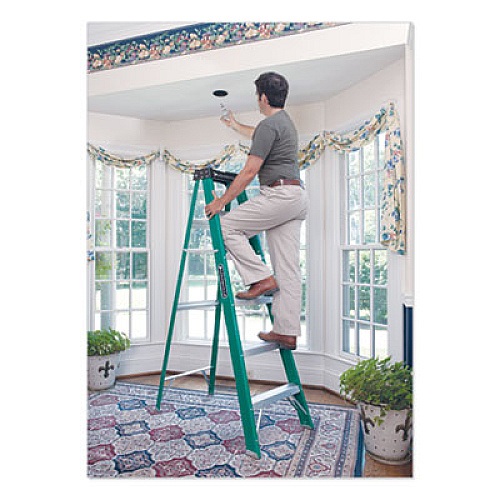 Louisville FIBERGLASS STEP LADDER, 8 FT WORKING HEIGHT, 225 LBS CAPACITY, 7 STEP, GREEN/BLACK (FS4008)