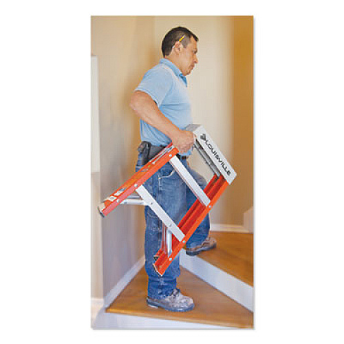 Louisville FIBERGLASS HEAVY DUTY STEP LADDER, 26" WORKING HEIGHT, 300 LBS CAPACITY, 2 STEP, ORANGE (FS1502)