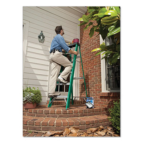 Louisville FIBERGLASS STEP LADDER, 8 FT WORKING HEIGHT, 225 LBS CAPACITY, 7 STEP, GREEN/BLACK (FS4008)