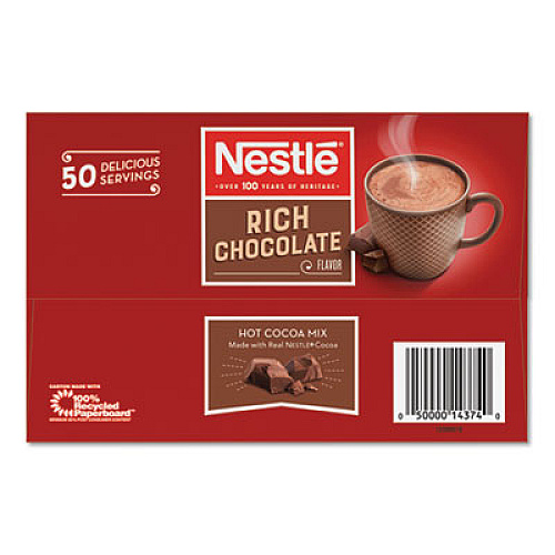 Nestl Hot Cocoa Mix, Rich Chocolate, 0.71 oz Packets, 50/Box, 6 Box/Carton (25485CT)