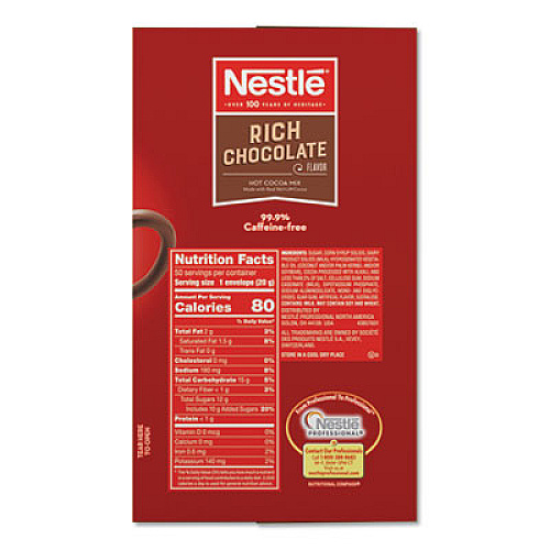 Nestl Hot Cocoa Mix, Rich Chocolate, 0.71 oz Packets, 50/Box, 6 Box/Carton (25485CT)