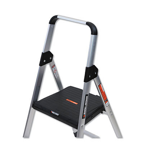 Louisville ALUMINUM STEP STOOL LADDER, 2-STEP, 225 LB CAPACITY, 18.5W X 23.5 SPREAD X 38.5H, SILVER (BXL226002)
