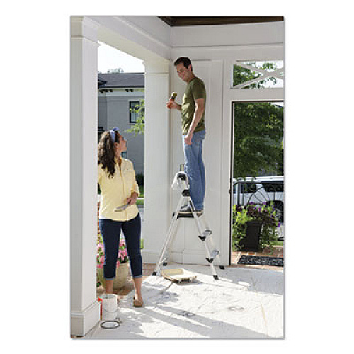 Louisville ALUMINUM STEP STOOL LADDER, 3-STEP, 225 LB CAPACITY, 20W X 31 SPREAD X 47H, SILVER (BXL226003S)