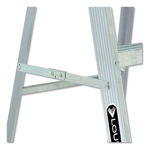 Louisville Aluminum Step Ladder, 6 ft Working Height, 225 lbs Capacity, 5 Step, Aluminum/Green (AS4006)