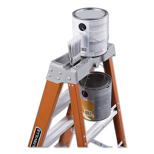 Louisville FIBERGLASS HEAVY DUTY STEP LADDER, 23" WORKING HEIGHT, 300 LBS CAPACITY, 3 STEP, ORANGE (FS1504)