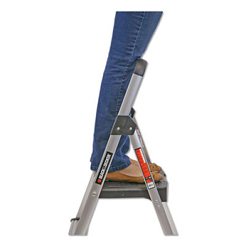 Louisville ALUMINUM STEP STOOL LADDER, 2-STEP, 225 LB CAPACITY, 18.5W X 23.5 SPREAD X 38.5H, SILVER (BXL226002)