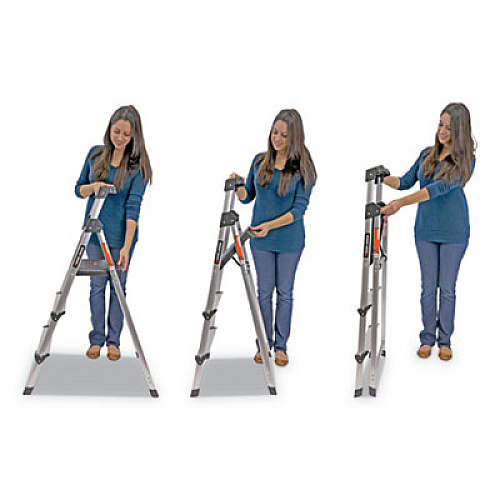 Louisville ALUMINUM STEP STOOL LADDER, 3-STEP, 225 LB CAPACITY, 20W X 31 SPREAD X 47H, SILVER (BXL226003S)