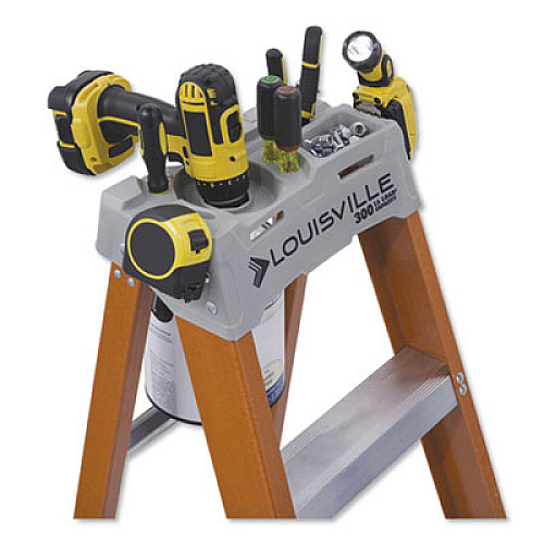 Louisville FIBERGLASS HEAVY DUTY STEP LADDER, 23" WORKING HEIGHT, 300 LBS CAPACITY, 3 STEP, ORANGE (FS1504)