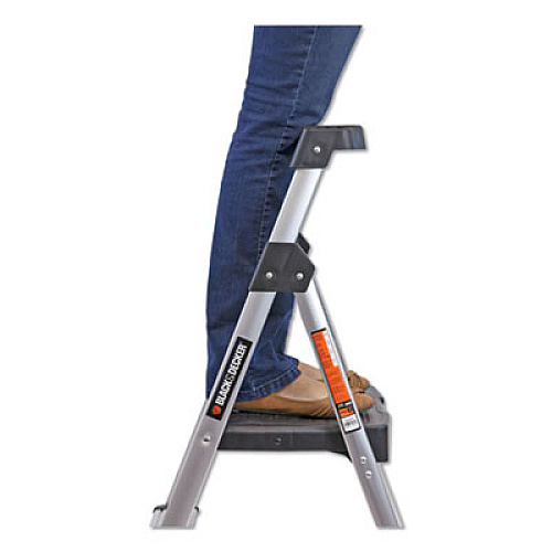 Louisville ALUMINUM STEP STOOL LADDER, 3-STEP, 225 LB CAPACITY, 20W X 31 SPREAD X 47H, SILVER (BXL226003S)