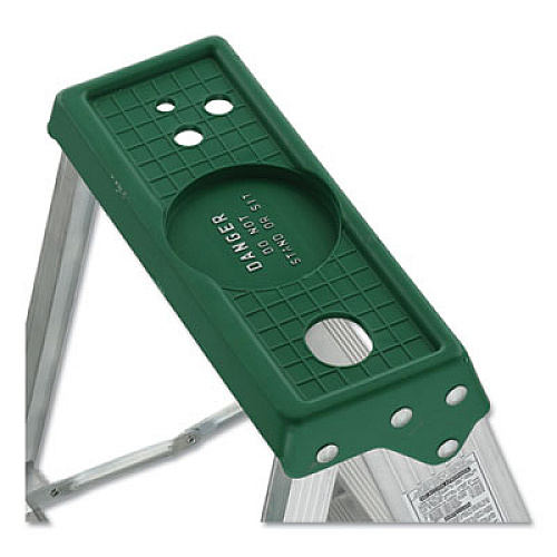 Louisville Aluminum Step Ladder, 6 ft Working Height, 225 lbs Capacity, 5 Step, Aluminum/Green (AS4006)
