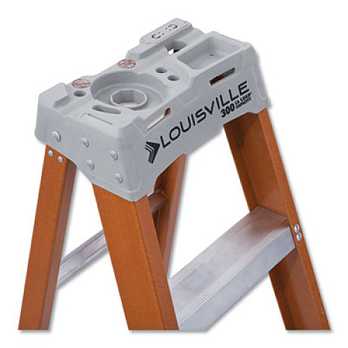 Louisville FIBERGLASS HEAVY DUTY STEP LADDER, 23" WORKING HEIGHT, 300 LBS CAPACITY, 3 STEP, ORANGE (FS1504)