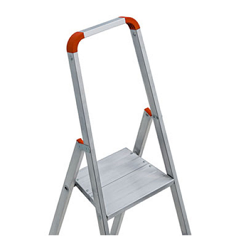 Louisville ALUMINUM EURO PLATFORM LADDER, 8 FT WORKING HEIGHT, 200 LBS CAPACITY, 4 STEP, ALUMINUM/RED (L234604)