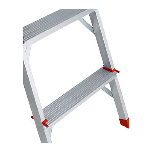 Louisville ALUMINUM EURO PLATFORM LADDER, 8 FT WORKING HEIGHT, 200 LBS CAPACITY, 4 STEP, ALUMINUM/RED (L234604)