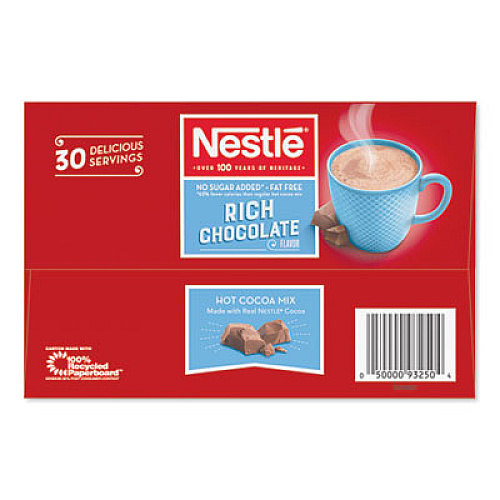 Nestl No-Sugar-Added Hot Cocoa Mix Envelopes, Rich Chocolate, 0.28 oz Packet, 30/Box (61411)