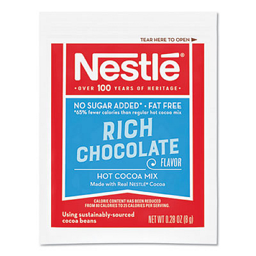 Nestl No-Sugar-Added Hot Cocoa Mix Envelopes, Rich Chocolate, 0.28 oz Packet, 30/Box (61411)