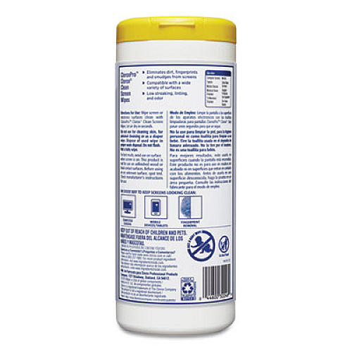 CLOROXPRO CLEAN SCREEN BLEACH-FREE WIPES, 7.5 X 7, 32/CANISTER, 6 CANISTERS/CARTON (32246CT)