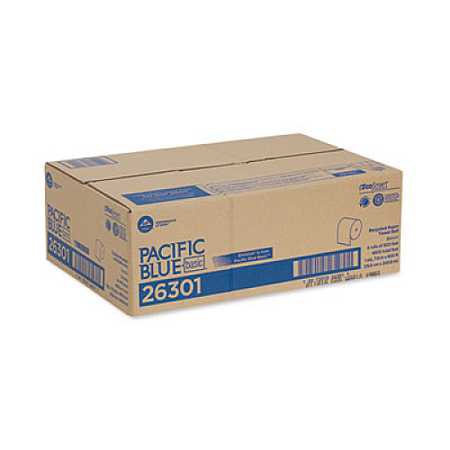 Georgia Pacific Professional Pacific Blue Basic Recycled Nonperforated Paper Towel Rolls, 1-Ply, 7.78 x 800 ft, Brown, 6 Rolls/Carton (26301)
