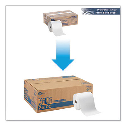 Georgia Pacific Professional Pacific Blue Basic Recycled Nonperforated Paper Towel Rolls, 1-Ply, 7.78 x 1,000 ft, White, 6 Rolls/Carton (26100)