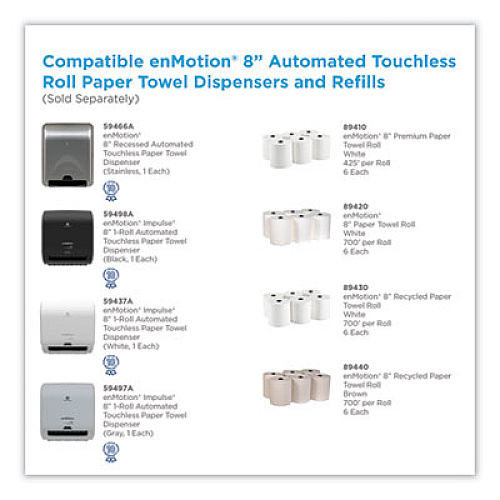 Georgia Pacific Professional enMotion EPA Compliant Touchless Roll Towels, 8.25" x 700 ft, Brown, 6/Carton (89440)