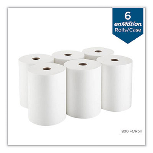 Georgia Pacific Professional enMotion Paper Towel High Capacity Rolls, 1-Ply, 10" x 800 ft, White, 6 Rolls/Carton (89460)