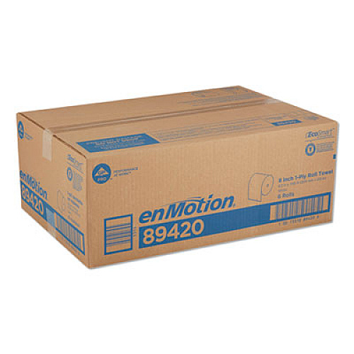 Georgia Pacific Professional enMotion Paper Towels, 1-Ply, 8.25" x 700 ft, White, 6 Rolls/Carton (89420)
