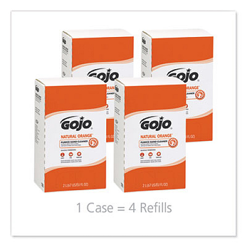 GOJO NATURAL ORANGE Pumice Hand Cleaner Refill, Citrus Scent, 2,000 mL, 4/Carton (7255)