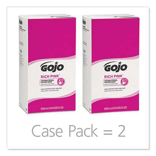 GOJO RICH PINK Antibacterial Lotion Soap Refill, Floral Scent, 5,000 mL, 2/Carton (7520)