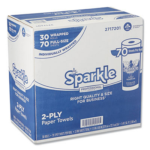 Georgia Pacific Professional Sparkle ps Premium Perforated Paper Kitchen Towel Roll, 2-Ply, 11 x 8.8, White, 70 Sheets, 30 Rolls/Carton (2717201)