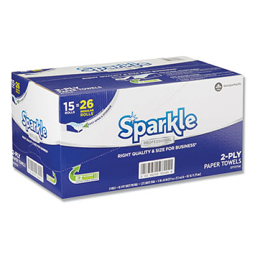 Georgia Pacific Professional Sparkle ps Premium Perforated Paper Kitchen Towel Roll, 2-Ply, 11 x 8.8, White, 85/Roll, 15 Rolls/Carton (2717714)