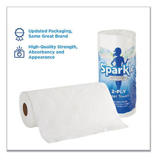 Georgia Pacific Professional Sparkle ps Premium Perforated Paper Kitchen Towel Roll, 2-Ply, 11 x 8.8, White, 70 Sheets, 30 Rolls/Carton (2717201)