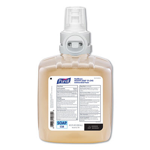 PURELL Healthy Soap 2.0% CHG Antimicrobial Foam Refill for CS8 Dispensers, Fragrance-Free, 1,200 mL, 2/Carton (788102)