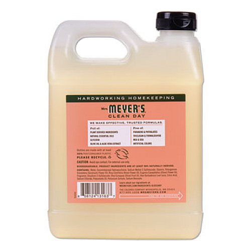 Mrs. Meyer's Clean Day Liquid Hand Soap Refill, Geranium Scent, 33 oz, 6/Carton (651341)