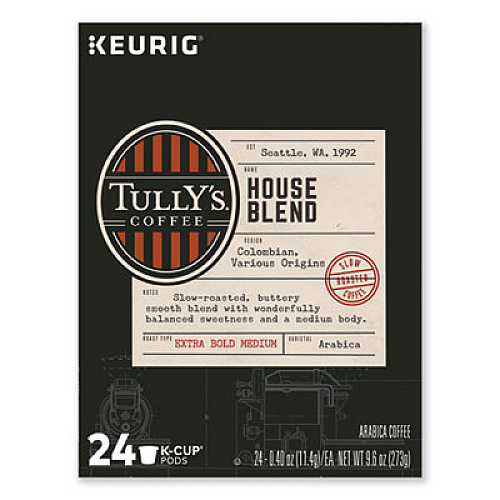 Tullys Coffee 192919CT House Blend Coffee K-Cups