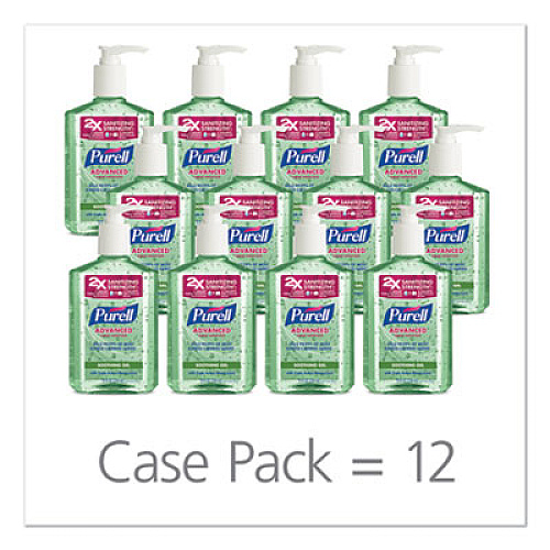PURELL ADVANCED SOOTHING GEL HAND SANITIZER, FRESH SCENT WITH ALOE AND VITAMIN E, 8 OZ PUMP BOTTLE, 12/CARTON (967412CT)