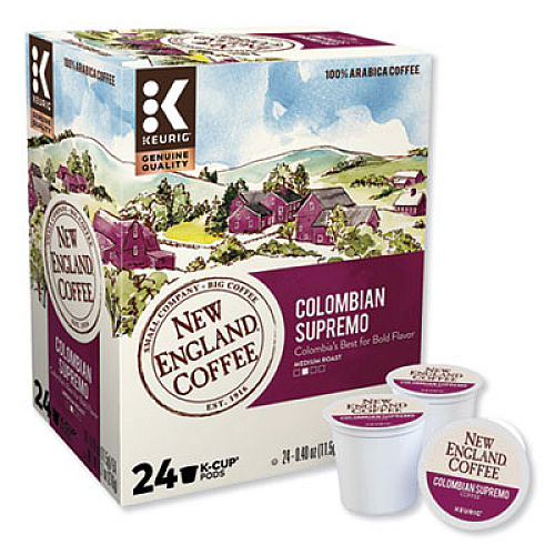 New England Coffee Colombian Supremo K-Cup Pods, 24/Box (0037)