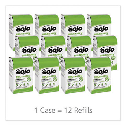 GOJO MULTI GREEN GEL HAND CLEANER WITH PUMICE, CITRUS, 800 ML BAG-IN-BOX DISPENSER REFILL, 12/CARTON (917212CT)