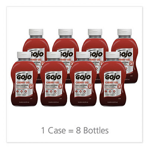 GOJO Cherry Gel Pumice Hand Cleaner, Cherry Scent, 10 oz, 8/Carton (235408)
