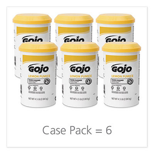 GOJO Lemon Pumice Hand Cleaner, Lemon Scent, 4.5 lb Tub, 6/Carton (0915)