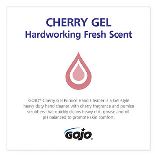 GOJO Cherry Gel Pumice Hand Cleaner, Cherry Scent, 10 oz, 8/Carton (235408)