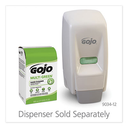 GOJO MULTI GREEN GEL HAND CLEANER WITH PUMICE, CITRUS, 800 ML BAG-IN-BOX DISPENSER REFILL, 12/CARTON (917212CT)