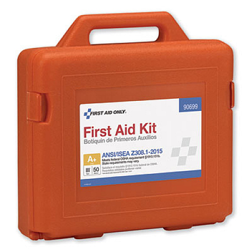 First Aid Only ANSI Class A+ First Aid Kit for 50 People, Weatherproof, 215 Pieces, Plastic Case (90699)