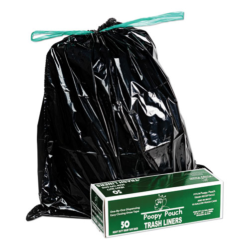 Poopy Pouch HEAVY DUTY TRASH LINERS, 13 GAL, 1.5 MIL, 27.5" X 29", BLACK, 50/BOX (PP13GALBAGS)
