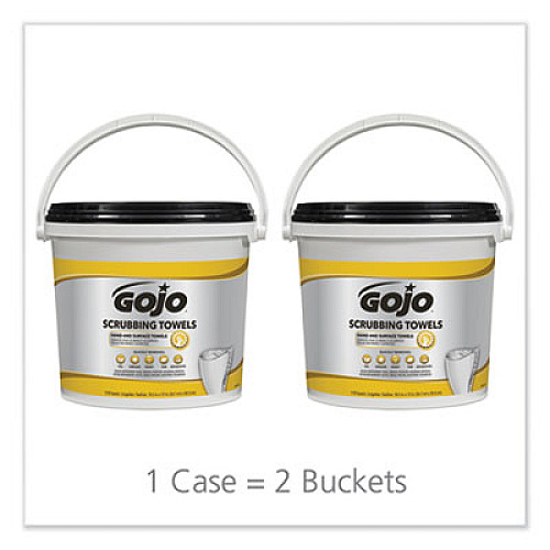 GOJO Scrubbing Towels, Hand Cleaning, Orange Scent, White/Yellow, 170/Bucket, 2 Buckets/Carton (639802)