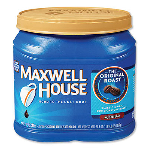 Maxwell House Coffee, Ground, Original Roast, 30.6 oz Canister, 6 Canisters/Carton (04648CT)