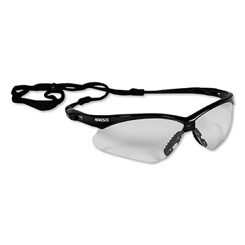 KleenGuard Nemesis Safety Glasses, Black Half Frame, Clear Dual Lens (25676)