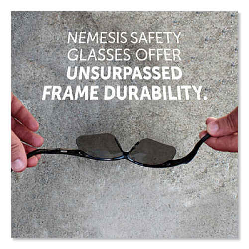 KleenGuard V30 Nemesis Safety Glasses, Black Half Frame, Mirrored Smoke Dual Lens (25688)